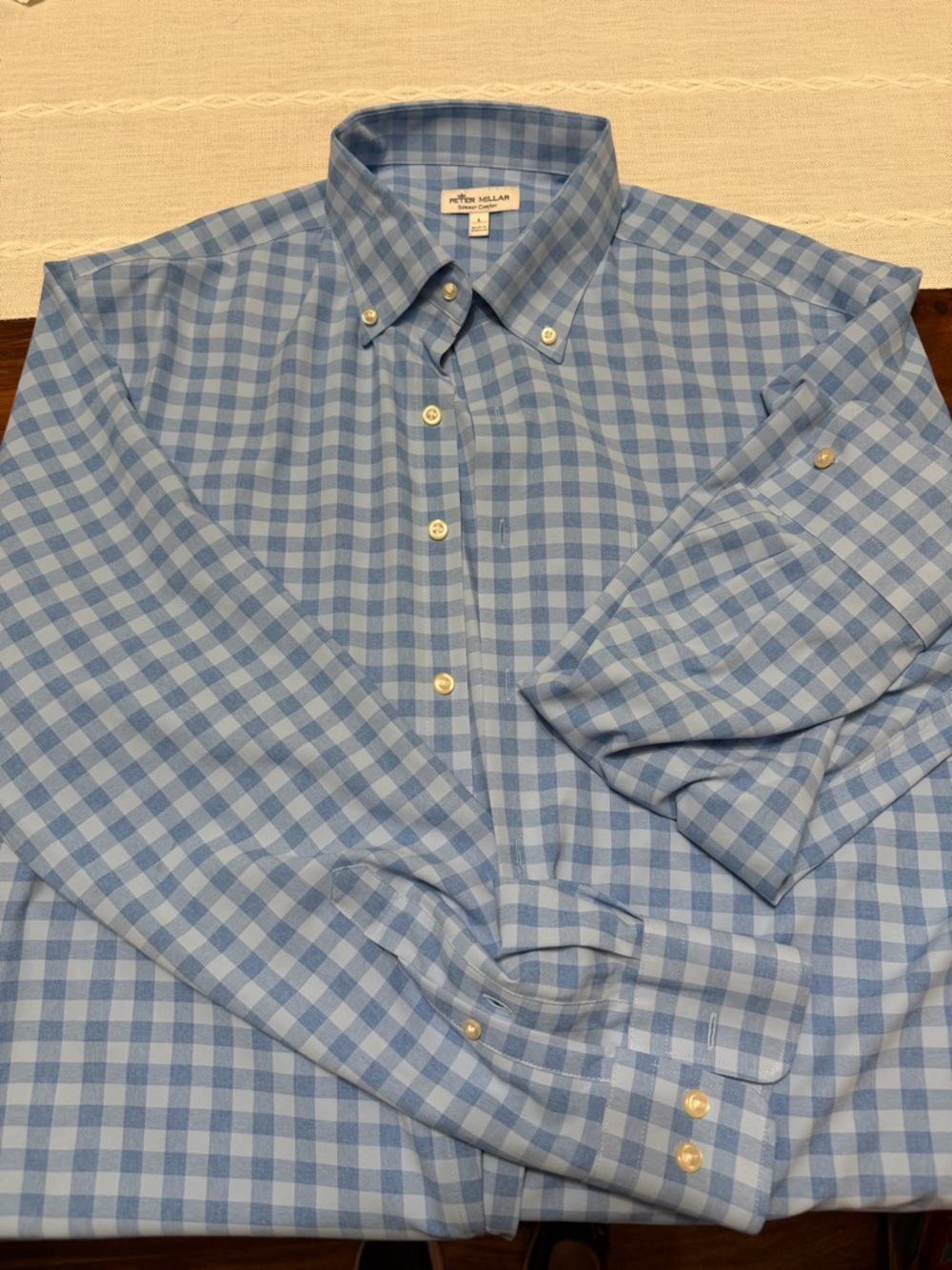 Peter Millar Blue Gingham Button-Down Dress Shirt - Men's